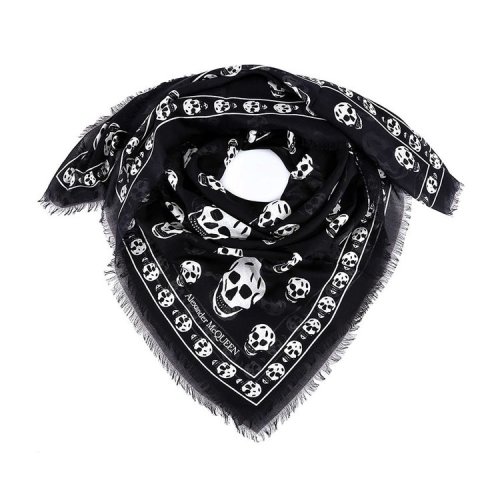 Alexander McQueen/亚历山大麦昆 男士骷髅头印花黑色围巾/披肩围巾 5577174943Q1078