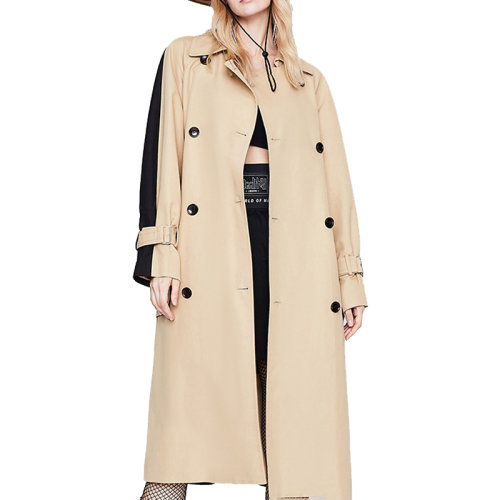 GeleiStory/GeleiStory  秋冬新款风衣女双排扣卡其撞色长款风衣外套女士风衣