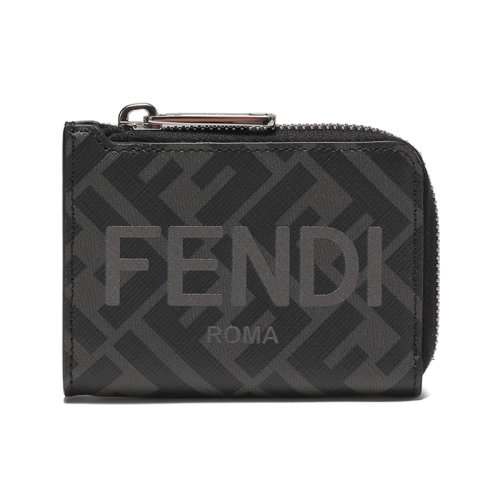 FENDI/芬迪【22秋冬新款】男士涂层面料配皮钱包卡包卡夹LOGO老花图案 7M0341 AJJ8