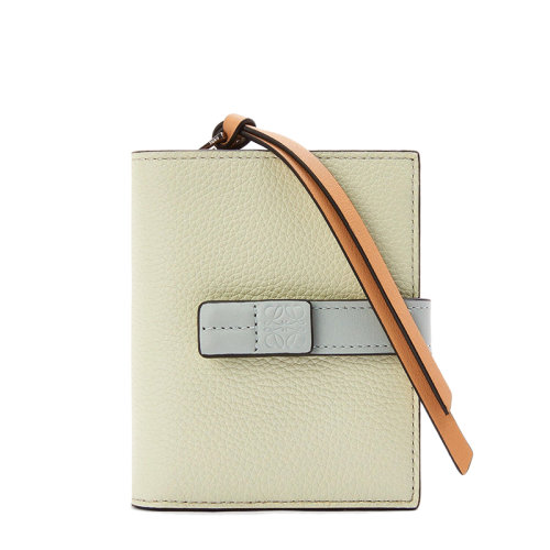 LOEWE/罗意威 22春夏新款 女士大理石绿/灰白色柔软粒面牛皮革紧凑型按扣拉链钱包C660Z41X01-9581