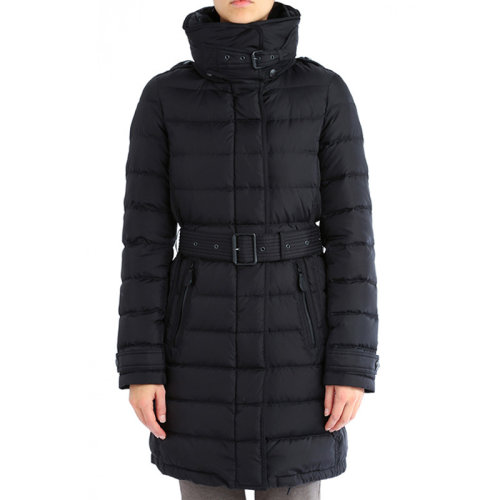 Burberry/博柏利 女装 服饰 黑色连帽长款 女士羽绒服外套