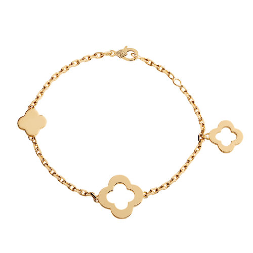 Van Cleef & Arpels/梵克雅宝 经典Byzantine Alhambra系列 18k金黄金镂空3四叶草手链VCARD39600