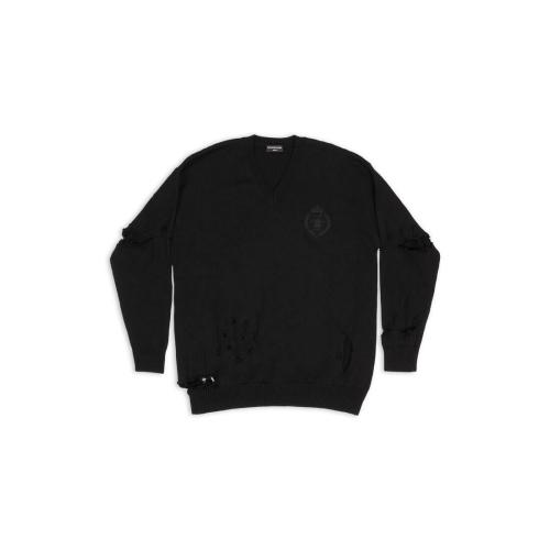  BALENCIAGA巴黎世家 22年秋冬 男士 针织衫 DESTROYED OVERSIZED V领上衣 702216T16421000