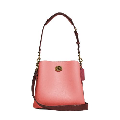 COACH 蔻驰  女士专柜款皮革WILLOW手提单肩包托特包亮粉色 C3766 B4S5K