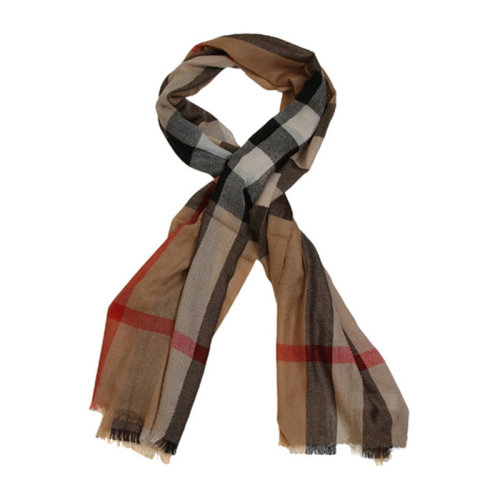 BURBERRY/博柏利 男女通用 中性山羊绒经典流苏格子驼色格纹围巾围脖 3902673