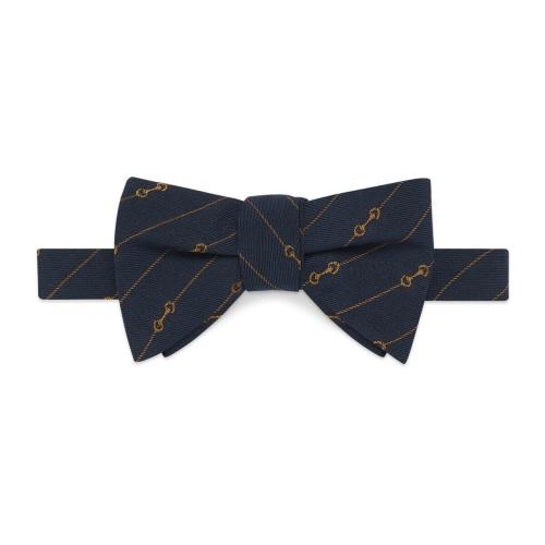  GUCCI古驰 22年秋冬 男士 马衔扣条纹羊毛领结 703081 4G188 4100