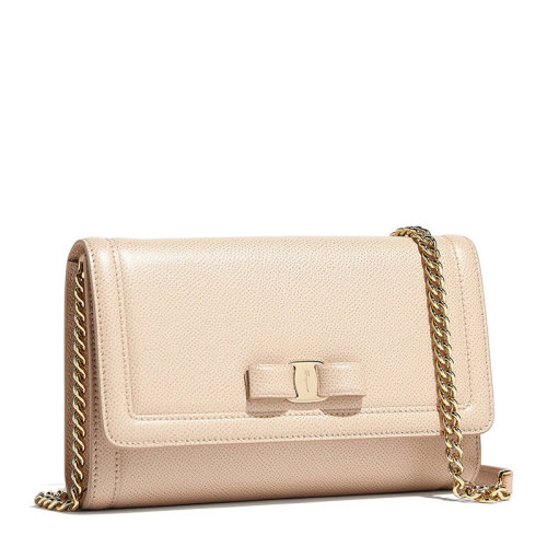 Salvatore Ferragamo/菲拉格慕 女士米色牛皮蝴蝶结单肩包斜挎包女包 22-C940-0675579(99新未使用)