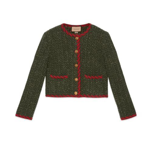  GUCCI古驰 22年秋冬 女士 绞花针织羊毛夹克 713316 XKCLG 3413