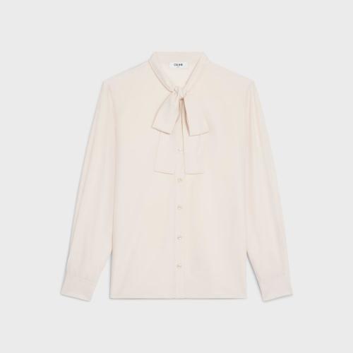  CELINE赛琳思琳 22年秋冬 女士 长袖衬衫 桑蚕丝和羊毛大花结衬衫 2B512372P.11EU