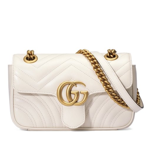 GUCCI/古驰 迷你GG Marmont女士波浪纹金属扣链条单肩斜挎包 446744DTDIT9022