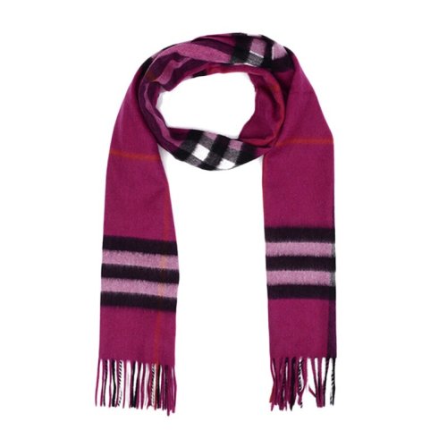 BURBERRY/博柏利 男女通用 中性时尚经典格纹桃红色羊绒围巾围脖 3931679