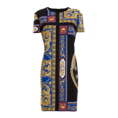 VERSACE/范思哲 女士拼色醋酸纤维混纺真丝巴洛克图案印花直筒连衣裙 A80558-A226712-A7900