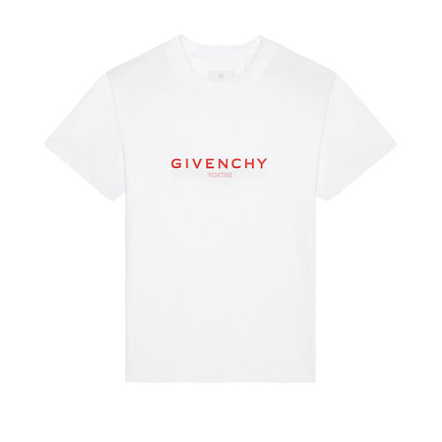 Givenchy/纪梵希 23年早春新款 BSTROY联名系列 男士白色纯棉翻转印花修身短袖T恤BM716G3Y99-100