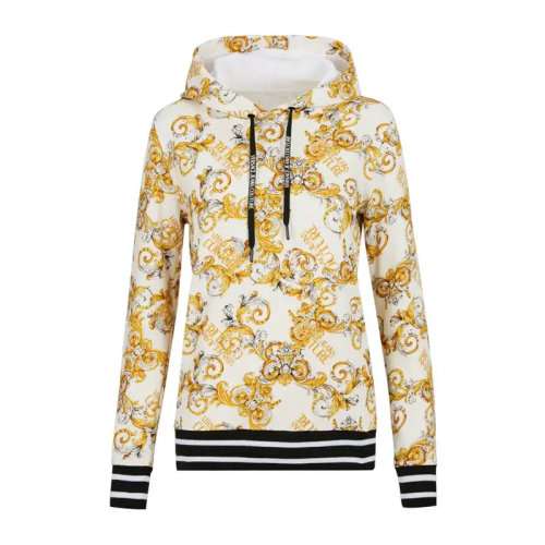 VERSACE JEANS/范思哲牛仔 女士拼色棉质经典字母徽标印花装饰长袖上衣卫衣连帽衫套头衫 B6HZA797-S0830 多色可选