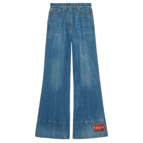 GUCCI/古驰Gucci标签 女士褪色牛仔布喇叭裤 ?623441XDA6N4759