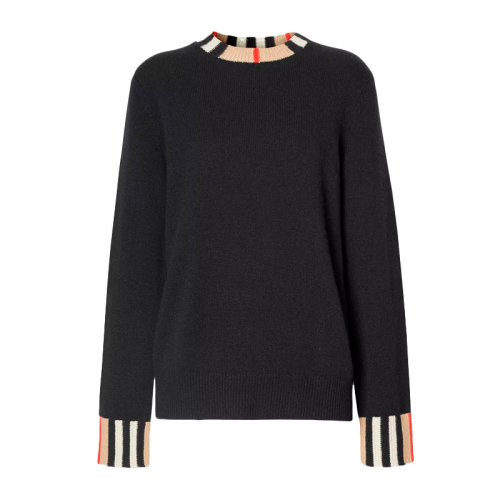 BURBERRY/博柏利 女装 服饰 羊绒潮流竖条袖口图案女士针织衫/毛衣 8008939