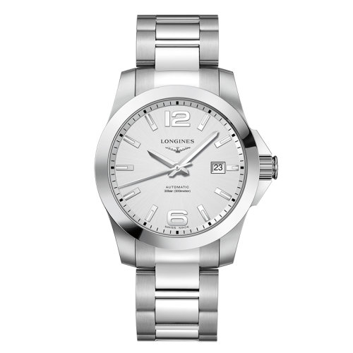 LONGINES/浪琴  康卡斯系列 自动机械表银盘精钢表壳钢链男表41毫米L3.777.4.76.6
