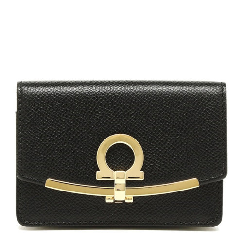 Salvatore Ferragamo/菲拉格慕 Gancio系列女士黑色小牛皮钥匙包 22-D198-0683350