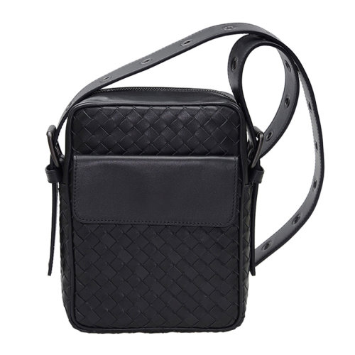 Bottega Veneta/葆蝶家 男士纯色编织牛皮拉链开合单肩包斜挎包邮差包信使包男包 163313-V4651 多色可选