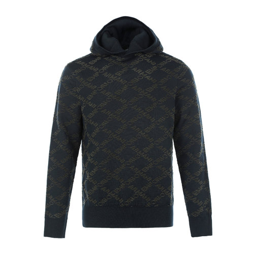 Emporio Armani/安普里奥阿玛尼21新品徽标提花连帽套头男士针织衫/毛衣6K1MT91MD3Z