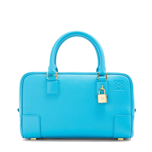 LOEWE/罗意威 22春夏新款Amazona 23系列 女士青色粒面小牛皮金色挂锁装饰单肩斜挎手提包0010640696