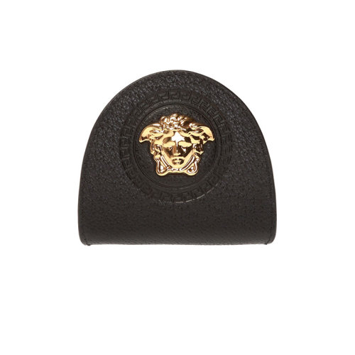 VERSACE/范思哲 男士 黑色 皮质美杜莎金色微标零钱包卡包 DPU7854 DGOVV D41OH HJH0015X