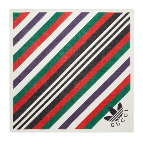  GUCCI古驰 22年秋冬 女士 adidas x Gucci联名系列条纹印花棉质围巾 692592 3G101 1974