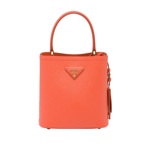 PRADA/普拉达 22新款 Panier系列 女士小号橙色saffiano皮革金色徽标磁扣拆卸肩带皮革手柄单肩手提斜挎包1BA217_2ERX_F0049_V_OOO