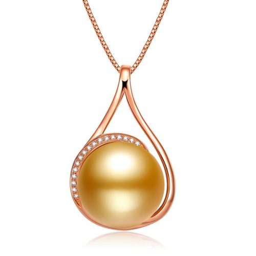 【新款】SANDYRILLA/仙蒂瑞拉 12-13mm南洋金珍珠18K金钻石吊坠-日落