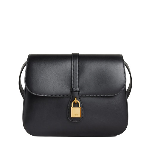 CELINE/赛琳 TABOU系列 女士中号黑色光滑小牛皮挂锁装饰翻盖斜挎单肩包196583DK1.38NO