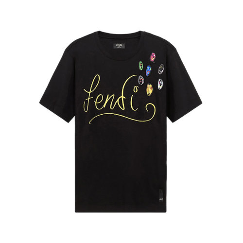 FENDI/芬迪【22春夏新款】男士棉质圆领短袖T恤LOGO图案 FY0936 AH13