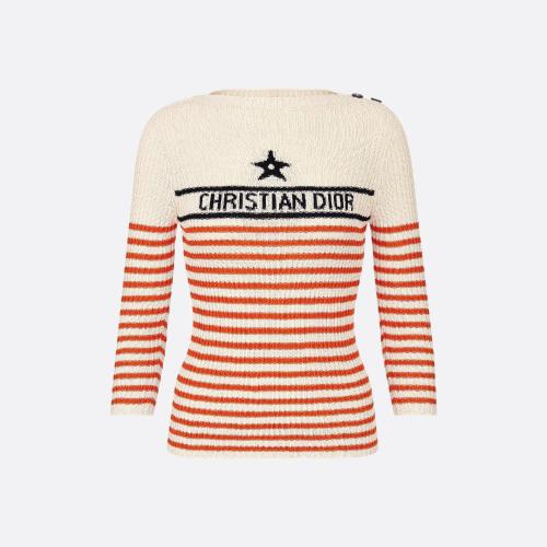 DIOR迪奥 22年秋冬 女士 针织衫 Pull a manches trois-quarts CAPRI Dioriviera 244S97CP730_
