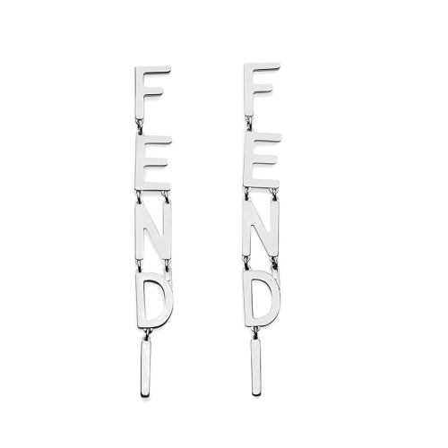 FENDI/芬迪  SIGNATURE系列 女士银色金属悬挂Fendi字样耳环 8AH031B08F0TH0