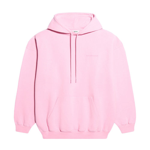 Balenciaga/巴黎世家 22年早春新款 男女同款粉色纯棉LOGO连帽卫衣578135TJVA85700