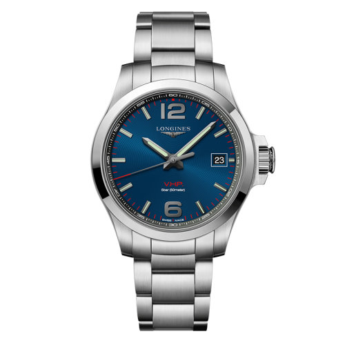 LONGINES/浪琴 康卡斯VHP系列 石英表精钢表壳钢链蓝盘男表41毫米L3.716.4.96.6