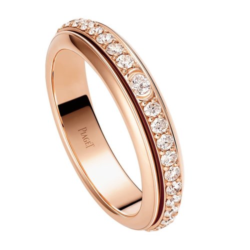 PIAGET/伯爵 经典POSSESSION时来运转系列 18K金玫瑰金满钻可转动戒指 G34P3D00