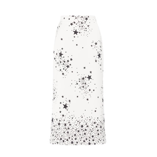 MiuMiu/缪缪 白色/黑色 女士真丝星星提花半身裙 MG1369_1WA9_F0A72