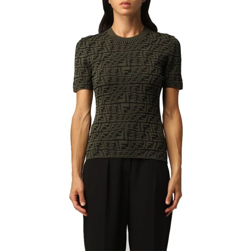 FENDI/芬迪 女士黑色时尚休闲短袖T恤 FZX670 AGF1 F1DO7