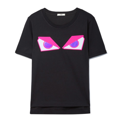 FENDI/芬迪女装 服饰 棉质圆领眼睛图案半袖 女士短袖T恤 FAF047