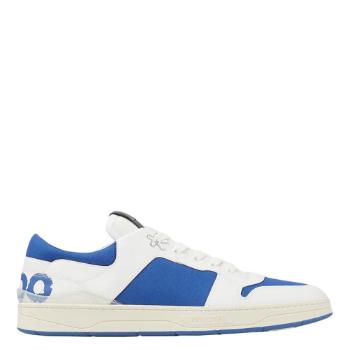 Jimmy Choo/周仰杰 FLORENT系列 男士白色小牛皮拼蓝色帆布反光底运动鞋EHPFLORENTMZUK0C9192-WB