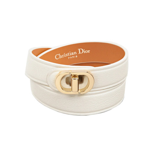 DIOR/迪奥 22新款 30 MONTAIGNE系列 女士拿铁色小牛皮配镀金金属双环手环B1760WOMCM_D05W