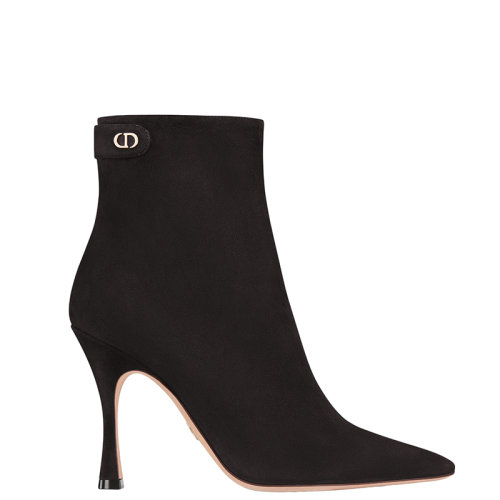 DIOR/迪奥 22年早春新款 ATTRACT系列 女士黑色麂皮山羊皮金色CD高跟短靴踝靴KCI744VVV_S900