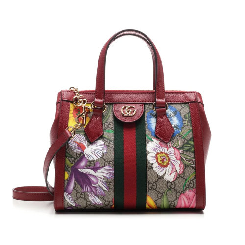 GUCCI/古驰 女士拼色帆布配皮GG花卉印花手提包单肩包 547551HV8AC-8722