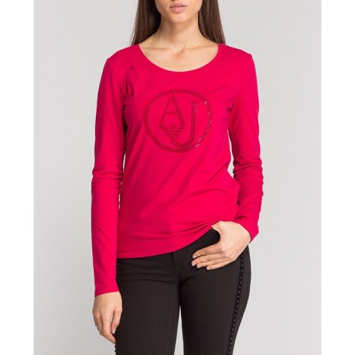  ARMANI JEANS/阿玛尼牛仔 女士粉色棉质长袖T恤 6Y5T46 5JABZ 1472 PLFSX