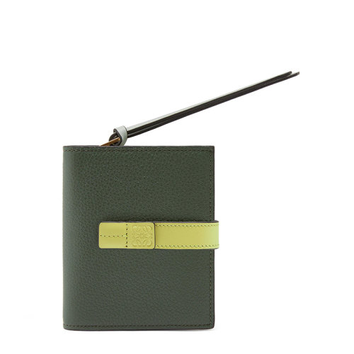 LOEWE/罗意威 20  女士复古卡其色/柠檬黄粒面小牛皮按扣开合拉链钱包0010624021