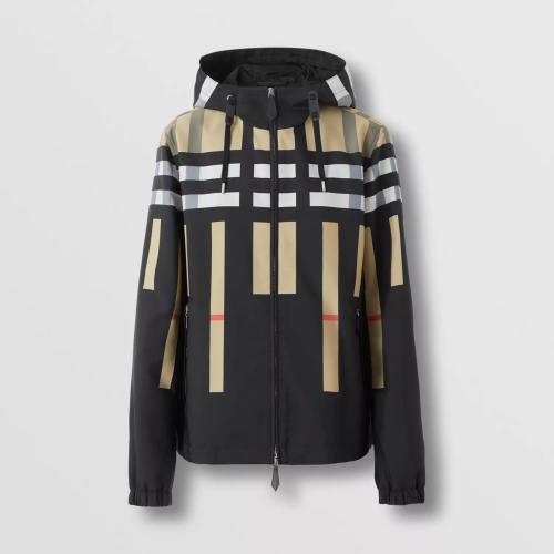  BURBERRY 22年秋冬 男士 切片格纹尼龙连帽外套 80544731