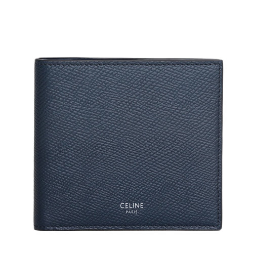 CELINE/赛琳 经典款 男士海军蓝色粒面小牛皮双折短款轻薄型钱包10B653BEN.07OC