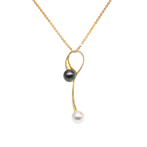 zhuella/珠艾乐 日本Akoya和大溪地海水珍珠吊坠项链 日月星辰独特设计