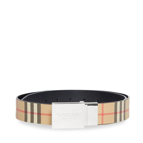 BURBERRY/博柏利  巴宝莉男士卡其色格纹板扣腰带 80198171 HKY012467