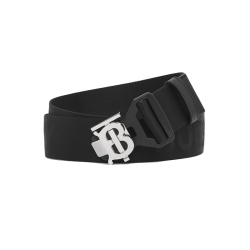 BURBERRY/博柏利 22年秋冬新款 男士黑色聚酰胺专属标识图案徽标网纹提花腰带40毫米80515101